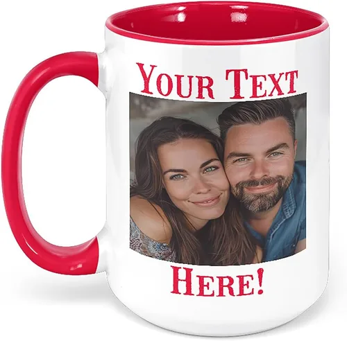 Miniatura 26 de Taza de café de cerámica negra personalizada de 11 onzas con texto, mensaje, tu texto aquí, nombre, DYE Taza para Cafe personalizadas, con foto