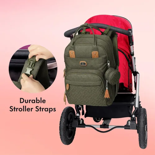 Miniatura 7 de Dikaslon Mochila para pañales con cambiador portátil, funda para chupete y correas para cochecito, bolsas de bebé unisex grandes para niños y niñas