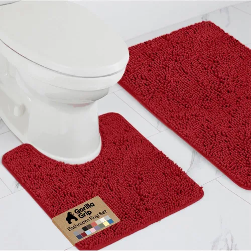 Miniatura 42 de GORILLA GRIP - Juegos de alfombras de baño, juego de 2 alfombras de chenilla suave, alfombra base para inodoro y alfombra de 30 x 20, alfombras Negro