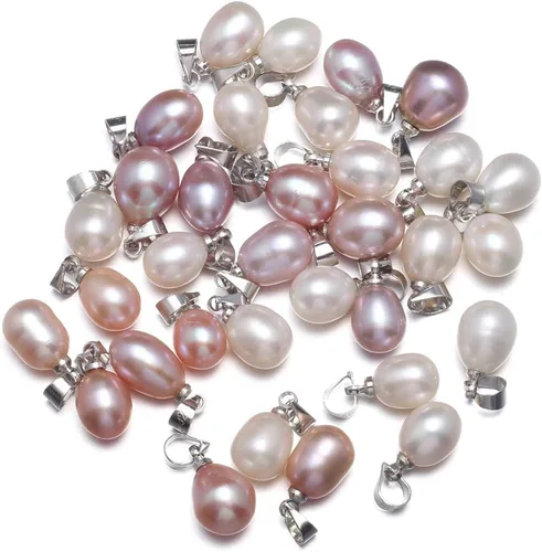 LE SKY 10 colgantes de perlas naturales, forma de arroz, cultivadas AAA, de agua dulce, de color mixto, perlas colgantes para fabricación de joyas,