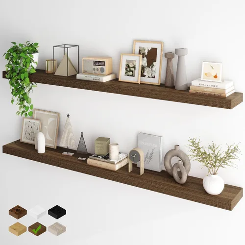 Miniatura 31 de Fun Memories Estantes flotantes para pared, estantes flotantes de 48 pulgadas de largo, juego de 1, estante colgante con soportes invisibles
