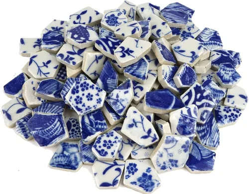 Miniatura 6 de Lanyani Azulejos de Porcelana de Cerámica Rota para Manualidades de Mosaico Azulejos de Mosaico de Plato de China Azul y Blanco Esmaltados