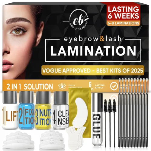 Kit de laminación de cejas y pestañas | Uso en casa y salón de belleza | Kit profesional de laminación de cejas 2 en 1 y levantamiento de pestañas |