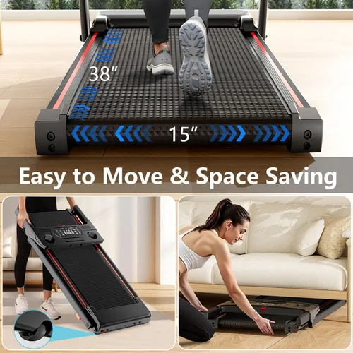Miniatura 11 de Treadmills for Home 3.0HP Quiet Foldable Treadmill with Incline, Portable Walking Pad with Handle Bar, Walking Pad Treadmill for Running and Jogging