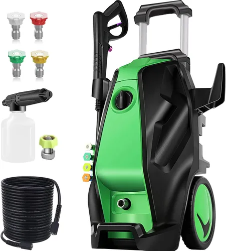 Lavadora a presión eléctrica resistente de 5000PSI 4.0GPM con manguera de extensión de 33 pies, 4 boquillas de control de calidad y cañón de espuma