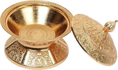 Miniatura 5 de Alisveristime Azucarero tradicional otomano turco hecho a mano con tapa (diámetro 3.34 pulgadas, longitud 3.54 pulgadas), motivos intrincados, ideal