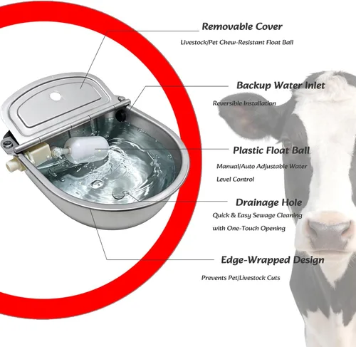 Miniatura 4 de Dispensador automático de agua para mascotas de acero inoxidable 304, comedero para perros grandes con manguera de acero de 40 pulgadas, 2 válvulas