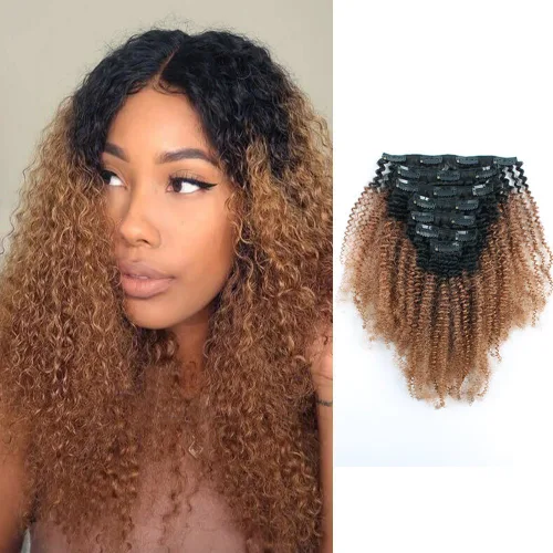 Miniatura 26 de Sassina Extensiones de Cabello Humano Rizado Afro Grueso Real con Clip 3B 4A Color Natural Invisible Sin Costuras Remi Clip Para Mujeres