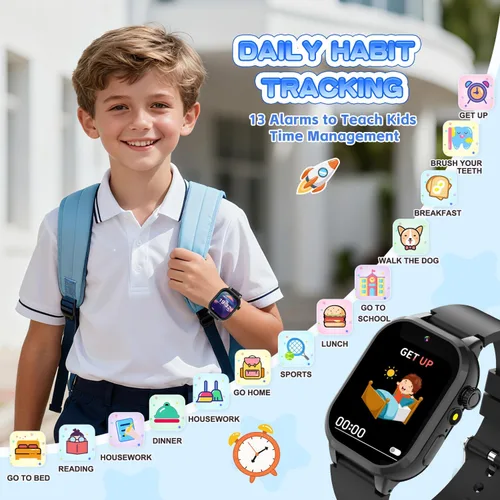 Miniatura 6 de MOFGDNI Reloj inteligente para niños con 39 juegos, cámara incorporada, grabadora de video, alarma, calculadora, podómetro y varios fondos