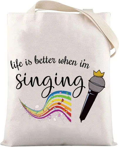 LEVLO Bolsa de maquillaje cosmética para cantar, regalo para amantes de la música, la vida es mejor cuando estoy cantando maquillaje con cremallera