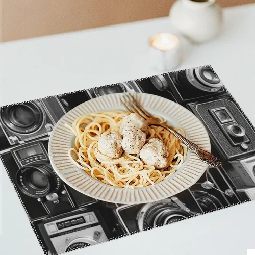 Miniatura 6 de Retro Cool Camera Collection Placemats Set of 4 Easy Clean Washable Canvas Table Mats Heat Resistant Dining Table Cloth Place Mats for Kitchen