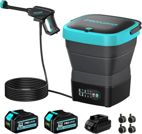Lavadora a presión portátil inalámbrica de 750 PSI, tanque de 4.5 galones, lavadora eléctrica a presión con 4 presiones ajustables con batería de