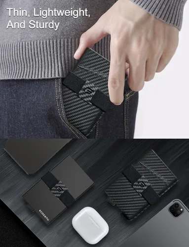 Miniatura 5 de Cartera delgada de aluminio con tarjetero, Negro carbón, Minimalista