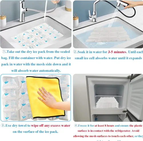 Miniatura 5 de Bolsas de hielo seco para envío de alimentos congelados, hojas de hielo frío reutilizables para enfriadores, bolsa de almuerzo, hojas de manta de 3