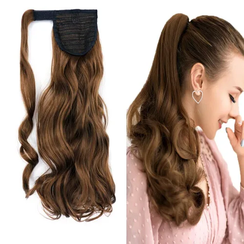 Miniatura 19 de Extensión de cola de caballo de 18 pulgadas para mujer, 3.53 onzas, fibra sintética natural japonesa resistente al calor, color negro azabache #1