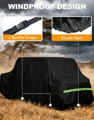Miniatura 7 de Cubierta UTV de 4 a 6 plazas, resistente 600D, cubierta de protección para todo tipo de clima, compatible con Can-Am Defender MAX PRO/X3