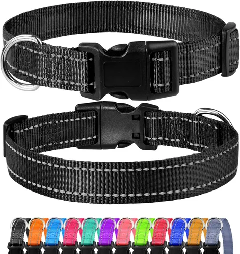 Miniatura 16 de FunTags Collar reflectante para perros, collares de nailon resistentes para perros pequeños machos y hembras, collar ajustable para perros