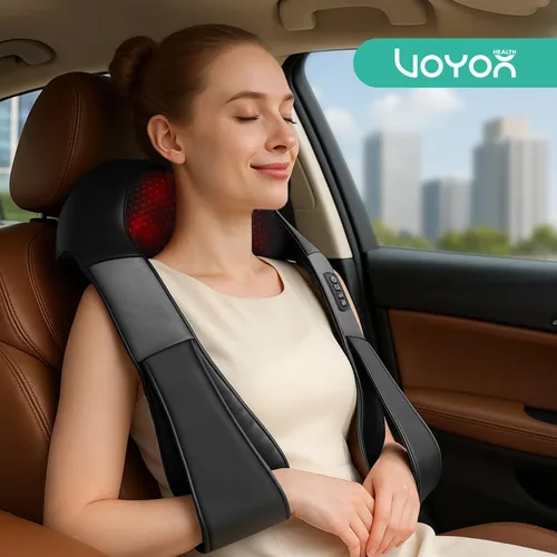 Miniatura 8 de Shiatsu - Masajeador de cuello y espalda con calor, masaje eléctrico de tejido profundo 4D para hombro, espalda, cuello y cuerpo completo, alivio