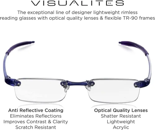 Miniatura 2 de Visualites Gafas de lectura ligeras sin montura para hombres y mujeres - Modelo - VIS 1 Lavanda