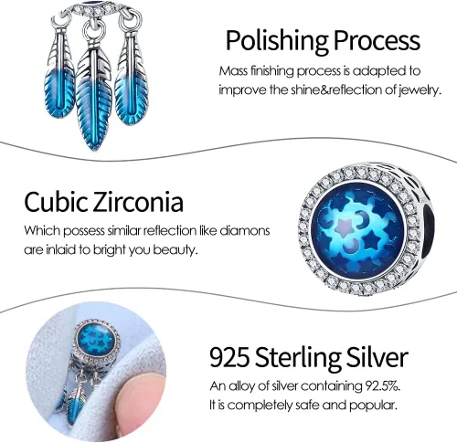Miniatura 2 de TINSLO Charms Beads fits for Charms Bracelets for Woman 925 sterling silver suspension pendants and CZ stones, women DIY jewelry