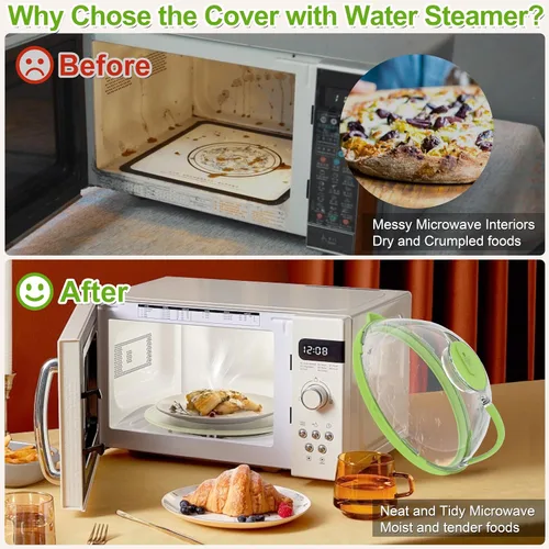 Miniatura 3 de Cubierta mejorada para salpicaduras de microondas para alimentos, cubierta transparente para microondas con vaporizador de agua, protector