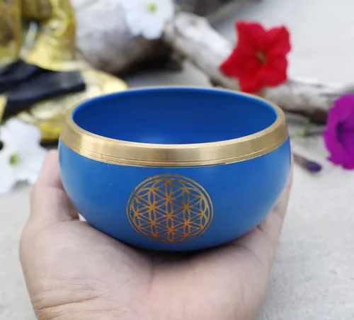 Miniatura 5 de Flower Of Life - Juego completo de cuencos para meditación, yoga, curación espiritual y atención plena (azul)