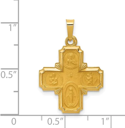 Miniatura 4 de Colgante cruciforme de cruz hueca de cuatro vías en oro real de 14 k