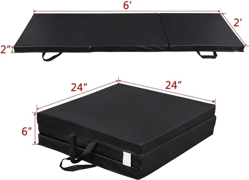 Miniatura 4 de Tapete plegable de tres pliegues para gimnasia, gimnasio, ejercicio aeróbico, tapete plegable con asas para MMA, estiramiento de fitness, yoga