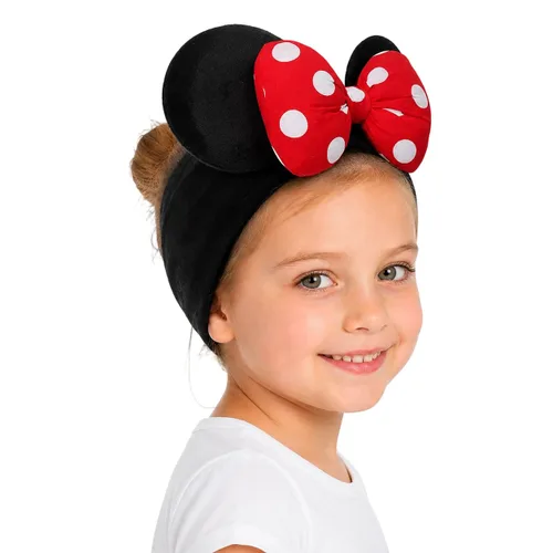 Diadema para bebé niña con orejas de ratón y lazo de lunares 3D, diadema ancha para recién nacido, bebé y niña, accesorios para la cabeza para