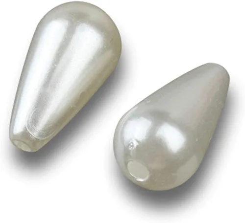 Miniatura 8 de Cuentas de perlas de imitación, cuentas de joyería de perlas de plástico blanco con agujero recto en forma de gota, cuentas de imitación de perlas