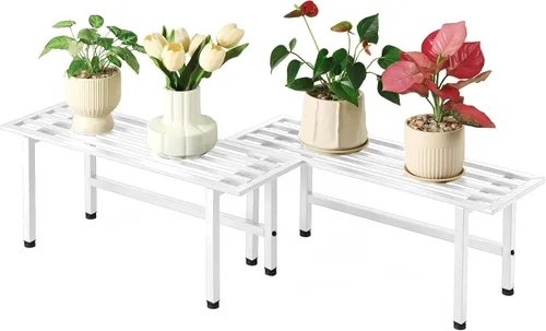 Miniatura 15 de Dipion Paquete de 2 soportes de metal para plantas al aire libre, estantes para plantas de interior, 1 nivel resistentes para múltiples plantas, 26