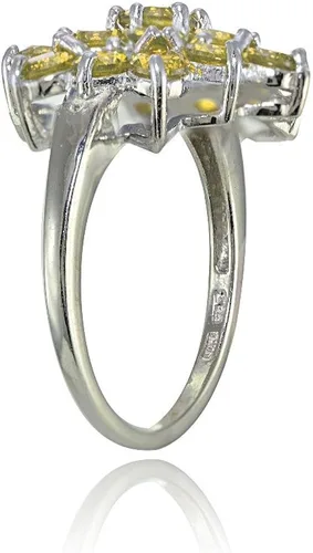 Miniatura 2 de Ice Gems Anillo de plata de ley con flor de citrino auténtica
