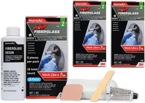 Miniatura 7 de Kit de resina para reparación de fibra de vidrio de bondo.