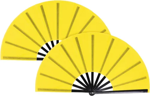 Miniatura 7 de Nydotd Paquete de 2 ventiladores plegables de mano para fanáticos rave, tela de nailon plegable para hombres y mujeres, línea de actuación, danza