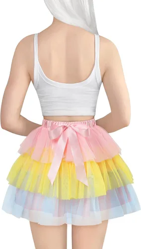 Miniatura 3 de Littleforbig Falda corta de bailarina de tul de malla para mujer, tutú de ballet con burbujas