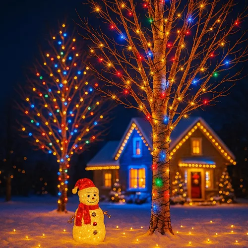 Miniatura 6 de Paquete de 2 tiras de luces de Navidad conectables, multicolor, 210 pies, 600 luces LED de Navidad para exteriores/interiores, luces de árbol
