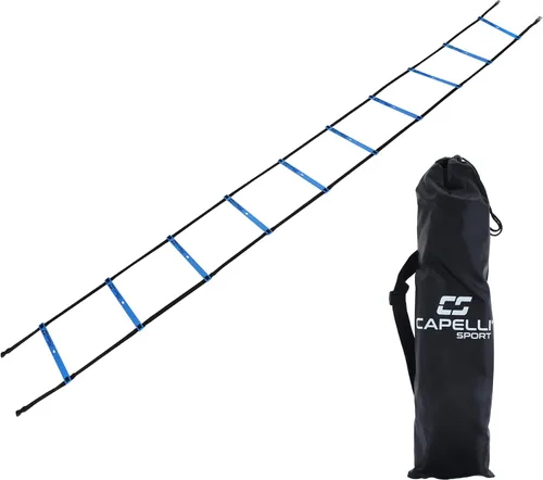 Capelli Sport Speed Agility - Escalera deportiva de entrenamiento de velocidad de 10 peldaños con bolsa de transporte, azul, 15 pies