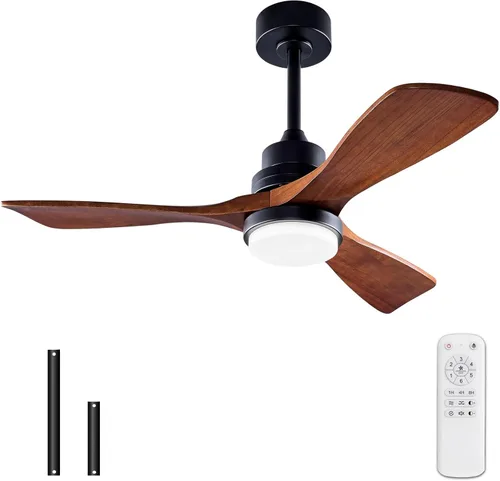 Ventiladores de techo negros de 42 pulgadas con luces y control remoto, luz LED regulable, motor de CC silencioso reversible, función de memoria,