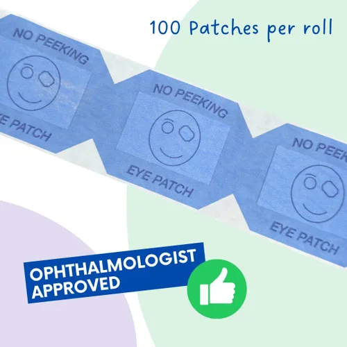 Miniatura 3 de Oclusor de ojos azules para examen ocular, 100 oclusores de ojos, parches oculares para niños, oclusor para exámenes oculares, cubierta de ojos