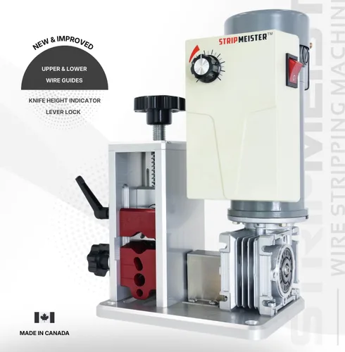 Miniatura 4 de StripMeister Máquina peladora automática eléctrica E500 Pro, pelacables de cobre de hasta 1.25 pulgadas de diámetro, alimentadores ultra agarre