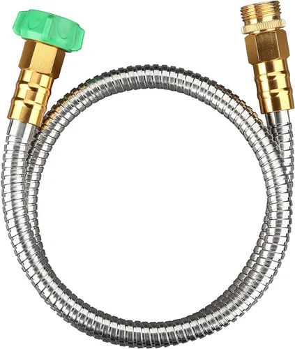 Miniatura 9 de Beaulife Manguera corta de metal de acero para jardín de 15 pies, manguera de agua potable para RV, manguera de drenaje del deshumidificador