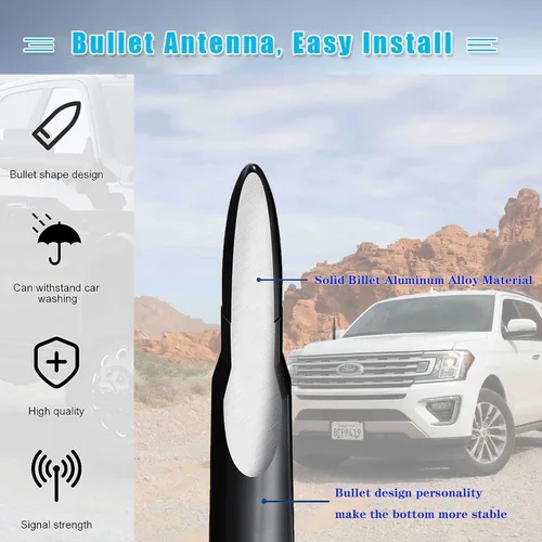 Miniatura 3 de Antena de bala de coche de 5.4 pulgadas para Ford Serie F F150 F250 F350 GMC Sierra Jeep Patriot 2007-2017 Chevy Silverado Dodge RAM 1500 2500 3500