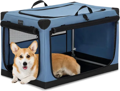 Miniatura 30 de PETSFIT Jaula portátil suave de 26 pulgadas para perros – Marco resistente en espiral patentado, perrera plegable para perros pequeños, 3 puertas