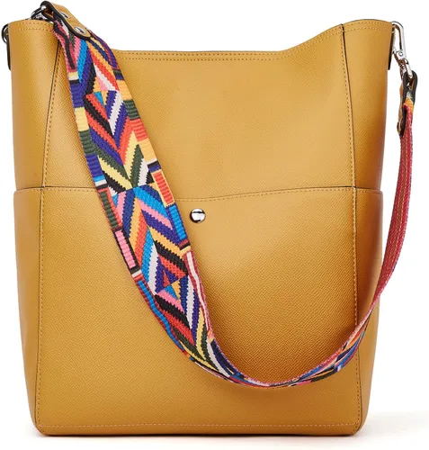 Miniatura 7 de BROMEN Bolsa Hobo para mujer, diseñada con cuero vegano, de hombro, bandolera
