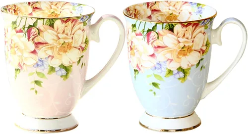 Miniatura 4 de Taza de café 10.1 fl oz, taza de cerámica de porcelana de hueso, tazas café pintura floral, presente creativo, ceremonia vintage