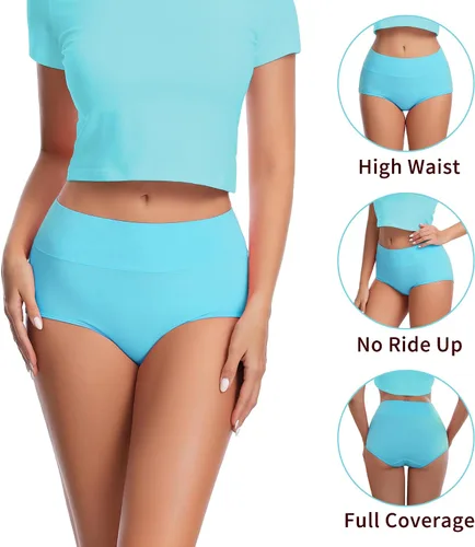 Miniatura 4 de CAILECOTTON Ropa interior de algodón para mujer, bragas de cintura alta, cobertura completa, bragas para mujer