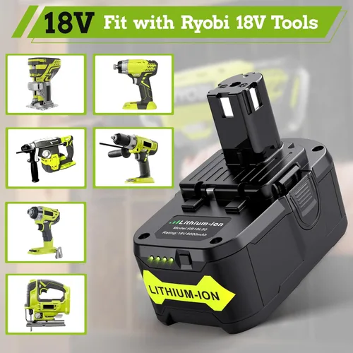 Miniatura 5 de Paquete de 6 baterías de litio de 6.0Ah 18V compatibles con Ryobi RB18L50 P108 P102 P104 de alta capacidad con indicador LED