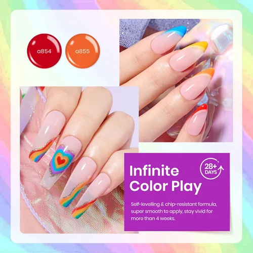 Miniatura 4 de Beetles - Kit de 6 colores de esmalte de gel de uñas colección Old School, colores rojo, amarillo, azul, naranja, verde, lámpara de uñas LED