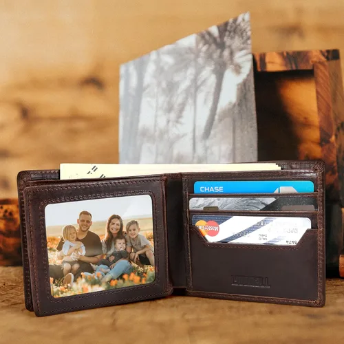 Miniatura 2 de YOOMALL Cartera de piel para hombre con bolsillo para monedero y ventana de identificación