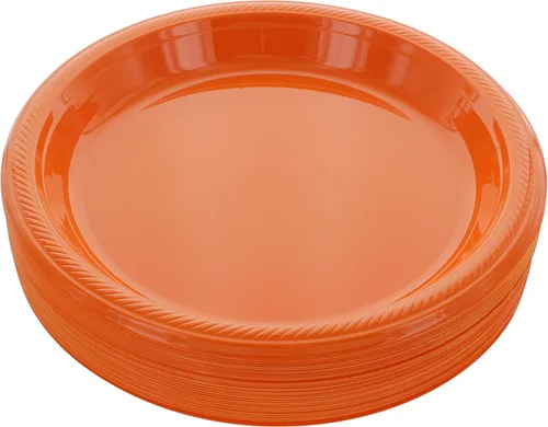 Miniatura 9 de Amcrate Platos desechables de plástico, negro, 10.4 pulgadas, fuertes y resistentes para fiestas, cenas, vacaciones, picnic, viajes, paquete de 50